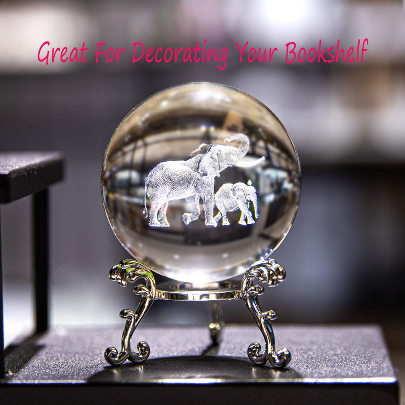 [Australia - AusPower] - 3D Laser Elephant Crystal 60mm Ball Crystal Paperweight Figurine Home Art Decor Crafts 