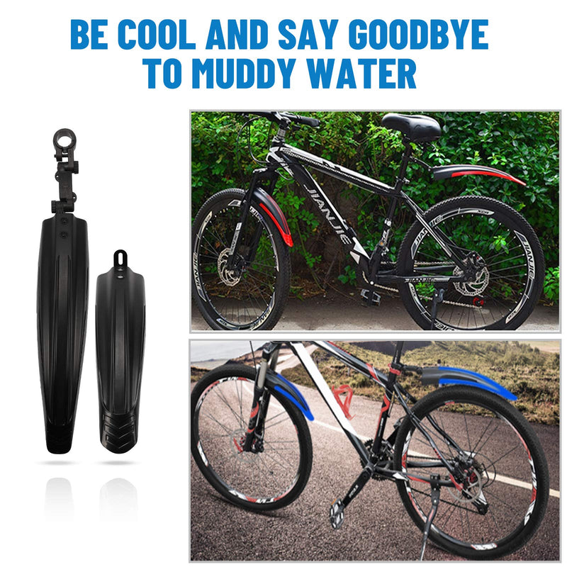 [Australia - AusPower] - Bike Mudguard Set with 8M DIY Reflective Tape, 2 Parts-Universal Full Cover Thicken Widen Bicycle Fender Set, Front/Rear Mud Guards Fit for 20"/22"/24"/26" MTB Mountain Road Bike Riding Cycling 