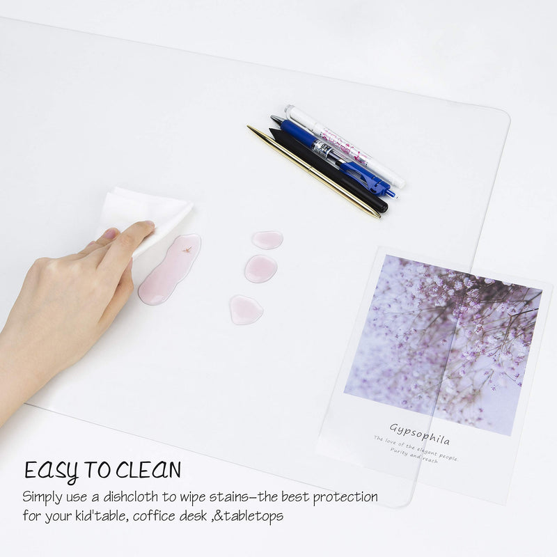 [Australia - AusPower] - Clear Writing Desk Pad, Heat Resistant Waterproof PVC Round Edge Durable Desk Protect Mat, Anti-Static Writing Mat-23.6’’x13.7” Table Protector 