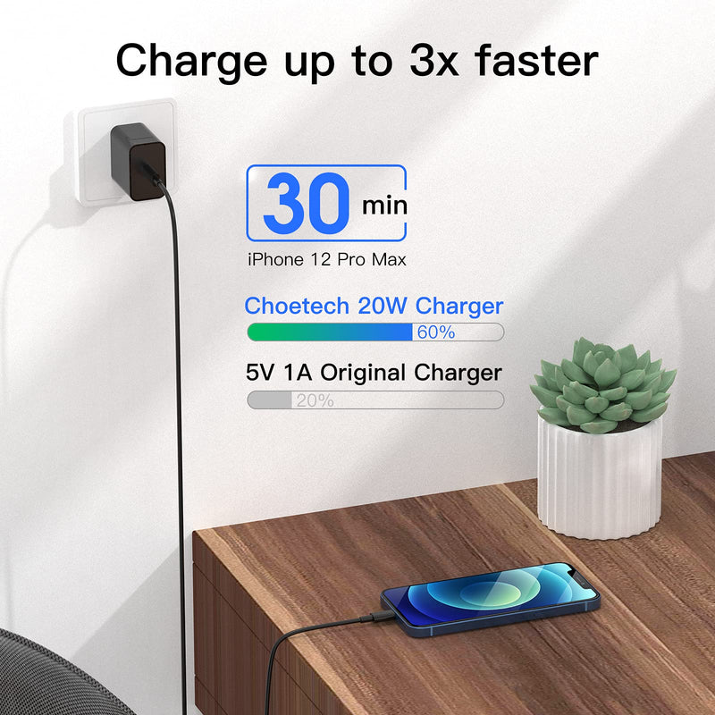 [Australia - AusPower] - [Apple MFI Certified] iPhone Charger Apple 20W Block USB C Fast Wall Plug with 6ft USB C to Lightning Cable for iPhone 12/12 min/12pro/12 pro max/11 pro Max/Air pods pro/iPad air 3/min4/5. Black 
