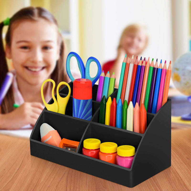 [Australia - AusPower] - Acrimet Incline Desktop Easy Organizer Caddy Holder - Supplies Storage and Home Organization (Plastic) (Black Color) 