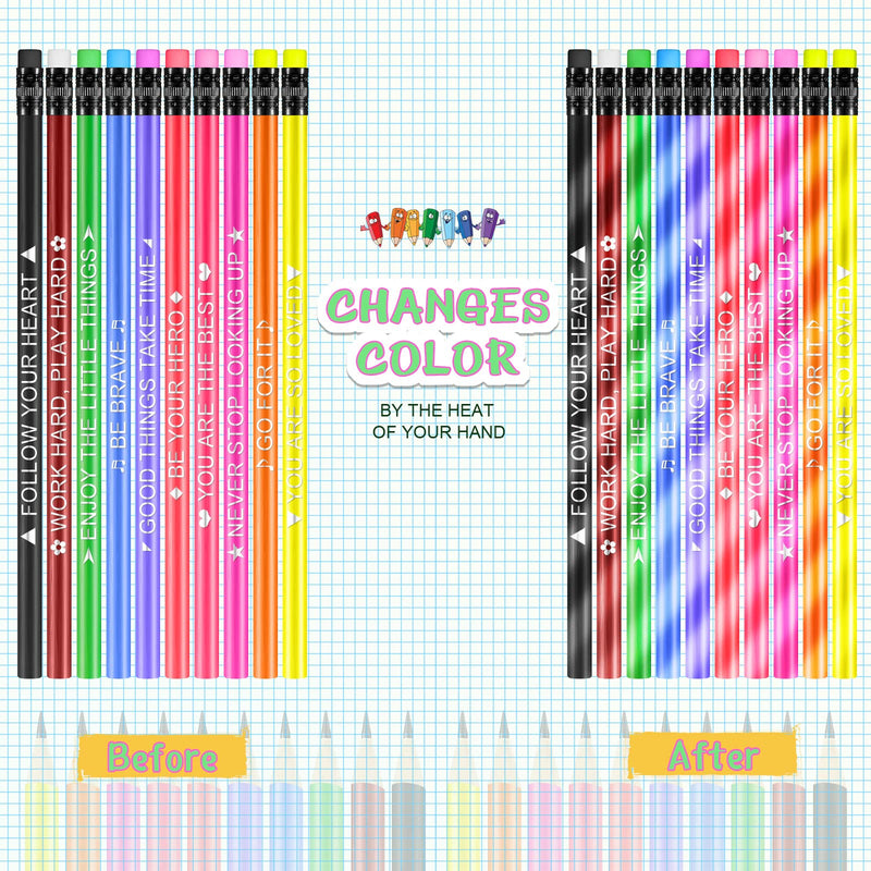 [Australia - AusPower] - 40 Pcs Color Changing Mood Pencil with Motivational Sayings Inspirational Pencils 2b Changing Pencil Heat Assorted Thermochromic Pencils with Eraser for Student School Office Supplies, 10 Color 