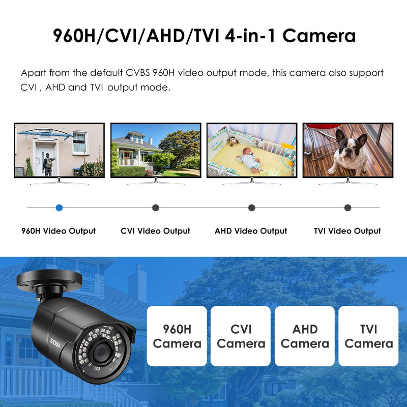 [Australia - AusPower] - ZOSI 2.0MP HD 1080P 1920TVL Hybrid 4-in-1 TVI/CVI/AHD/CVBS Indoor Outdoor Home Security Cameras Weatherproof,120ft Night Vision,Aluminum Metal Housing,For 960H,720P,1080P,5MP,4K analog CCTV DVR Wired-1Cam 