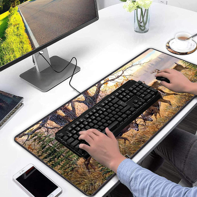[Australia - AusPower] - Extended Mouse Pad Large Gaming Mouse Pad Computer Keyboard Mouse Mat Non-Slip Rubber Base for Game Players, Office, Study + Cup Coaster ,Animal Deer FD-mouse pad-9 