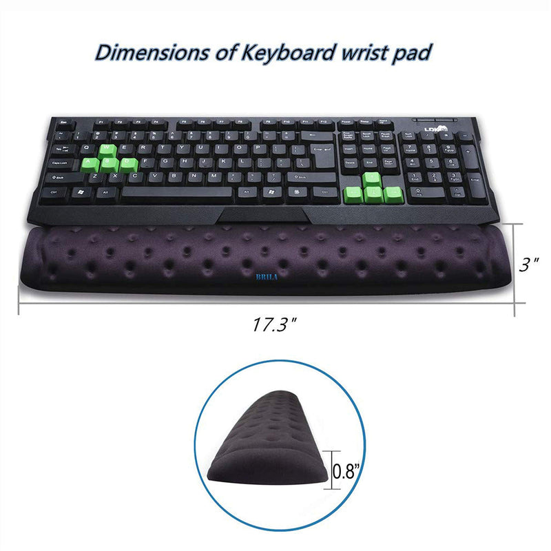 [Australia - AusPower] - BRILA Memory Foam Mouse & Keyboard Wrist Rest Support Pad Cushion Set for Computer, Laptop, Office Work, PC Gaming - Massage Holes Design - Easy Typing Wrist Pain Relief (Black) Black Bundle 