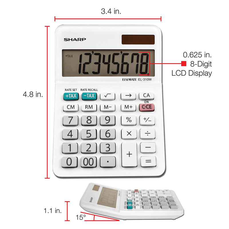 [Australia - AusPower] - Sharp EL-310WB Calculator, White 3.125, 3.38 x 4.75 x 1.0 inches 