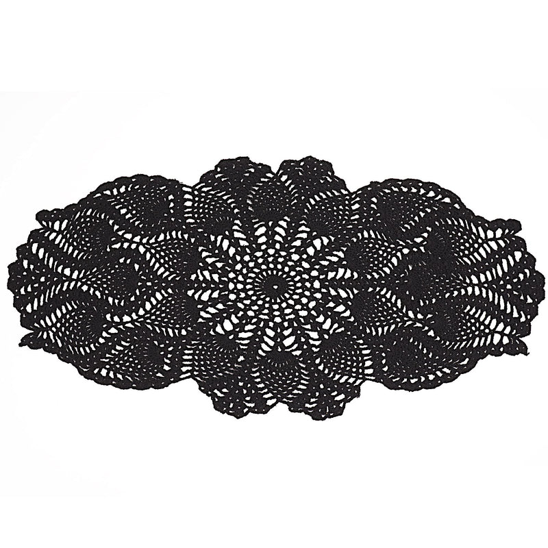 [Australia - AusPower] - Qxzvzem One Piece 23 x 12 Inch Oval Doilies Crochet for Dressers and End Tables Crafts Disposable Small Halloween Valentines Doilies Cloth Lace Placemats Coasters Black Cotton Vintage Tablecloth 