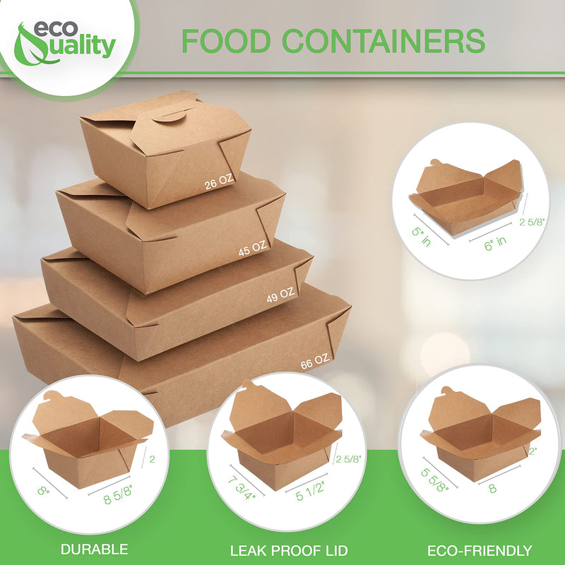 [Australia - AusPower] - Take Out Food Containers 26 oz Kraft Brown Paper Take Out Boxes Microwaveable Leak and Grease Resistant Food Containers - To Go Containers for Restaurant, Catering, Food Truck - Recyclable Lunch Box #1 by EcoQuality (25) 25 