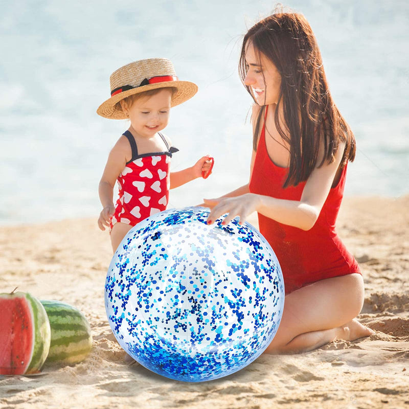 [Australia - AusPower] - 5 Pack Beach Ball Jumbo Pool Toys Balls Giant Confettis Glitters Inflatable Clear Beach Ball Swimming Pool Water Beach Toys Outdoor Summer Party Favors for Kids Adults 