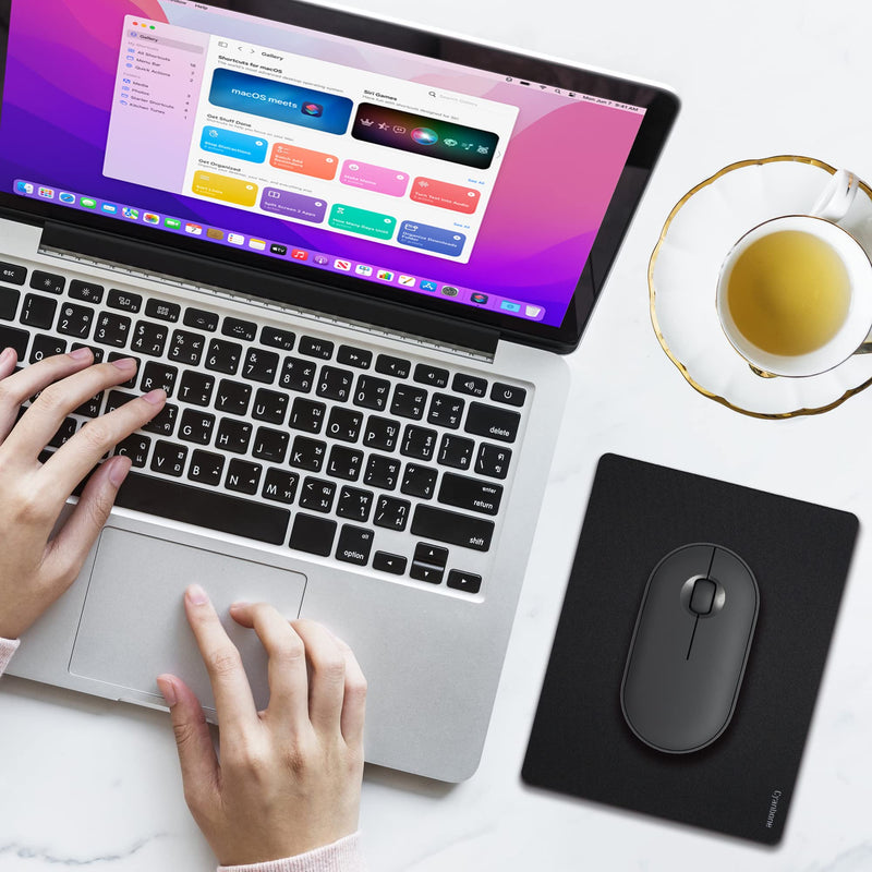[Australia - AusPower] - Cyanbone Mini Mouse Pad Small Size, Portable Mouse Pad for Laptop Waterproof - 5.5x7 in, Cute Travel Mousepad Black with Non Slip Rubber Base for Wireless Mouse 1 Pack-5.5"x7" 