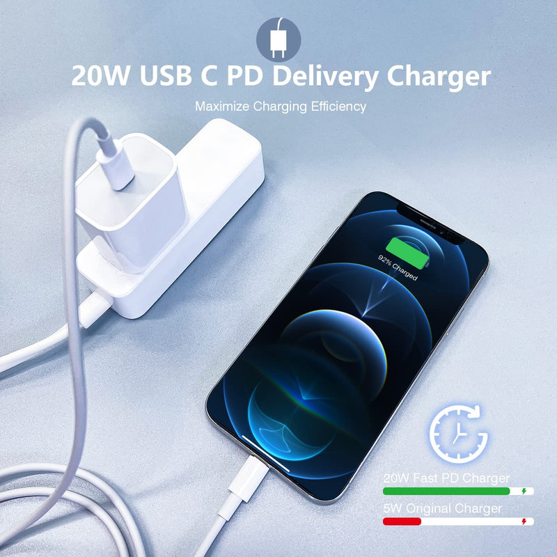 [Australia - AusPower] - iPhone 13 Charger Cable,[Apple MFi Certified] 2Pack iPhone Fast Charger 20W Type C Wall Charger Travel Plug Adapter USB C to Lightning Cable for iPhone 13/13 Pro Max/13 Mini/12/12 Pro Max/11 Pro Max 