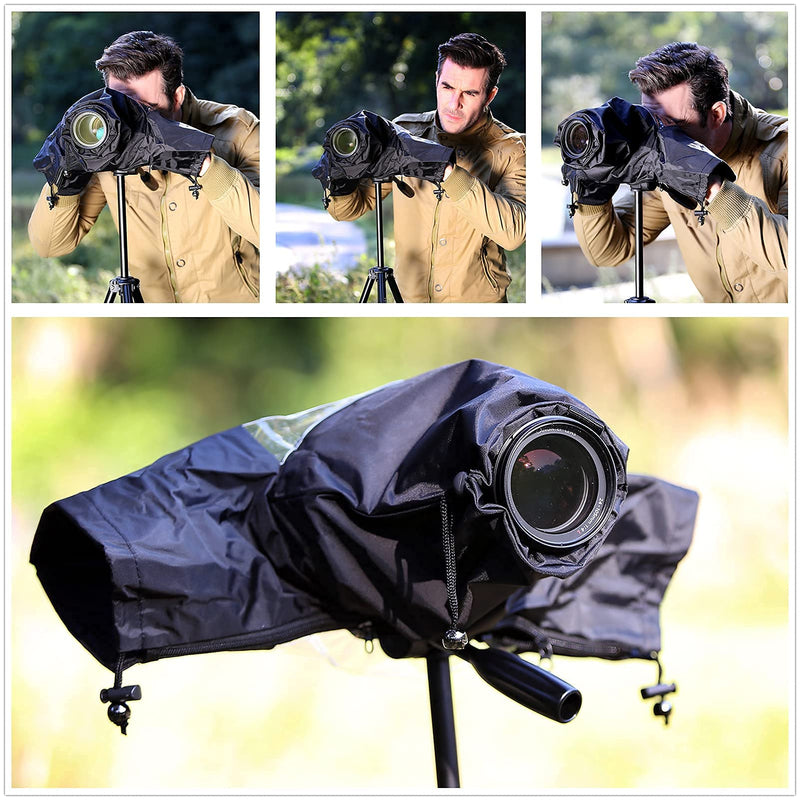 [Australia - AusPower] - DSLR Mirrorless Camera Rain Cover Sleeve Large Raincoat Dust Proof Protector for Canon EOS R5 R6 Rp Ra R 7D 6D 5D Mark IV III II Rebel T8i T7i T7 T6i T6s T6 T5i T5 SL3 SL2 90D 80D 77D 70D SX70 SX60 Black 