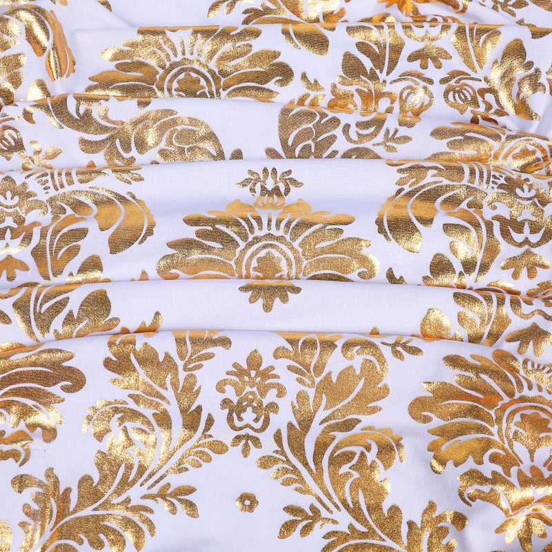 [Australia - AusPower] - Desirable Life Pack of 1 Dining Chair Covers Bronzing Gold Flower Print Removable Washable Spandex Stretch Decorative Chair Slipcovers Set for Party Wedding Home Decorations - Gold+White 
