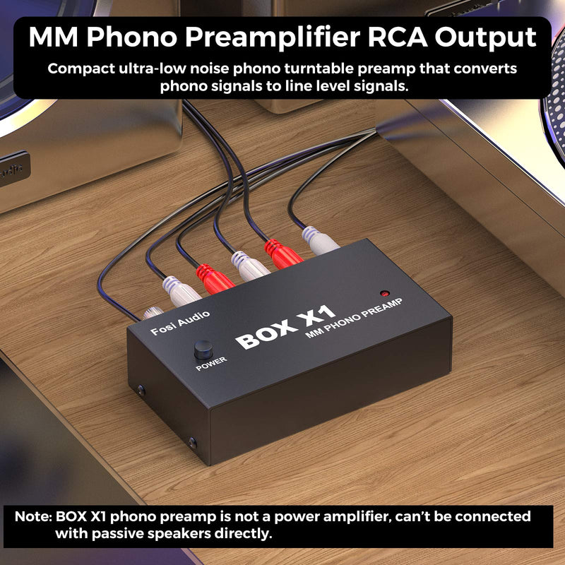 [Australia - AusPower] - Fosi Audio Box X1 Phono Preamp for MM Turntable Mini Stereo Audio Hi-Fi Phonograph/Record Player Preamplifier with 3.5MM Headphone and RCA Output with DC 12V Power Supply 