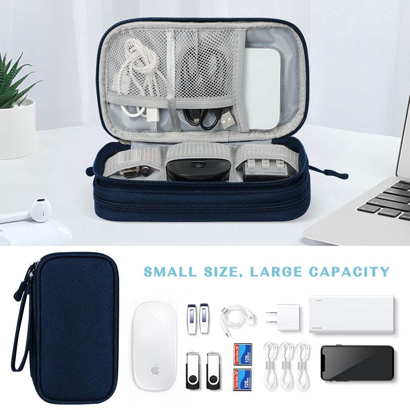 [Australia - AusPower] - FYY Electronic Organizer, Travel Cable Organizer Bag Pouch Electronic Accessories Carry Case Portable Waterproof Double Layers All-in-One Storage Bag for Cable, Cord, Charger, Phone, Earphone Navy Double Layer-S 