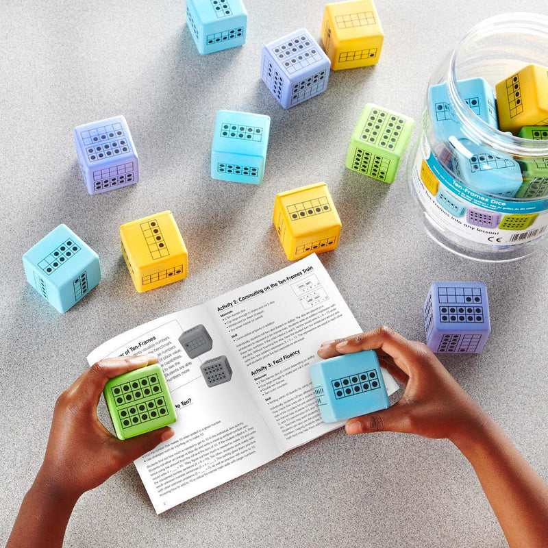 [Australia - AusPower] - hand2mind Ten Frame Dice, Large Foam Dice for Classroom, Subitizing Dice, Math Manipulatives for Elementary School, Counting Toys for Toddlers, Educational Toys for Preschool Children (Set of 12) 