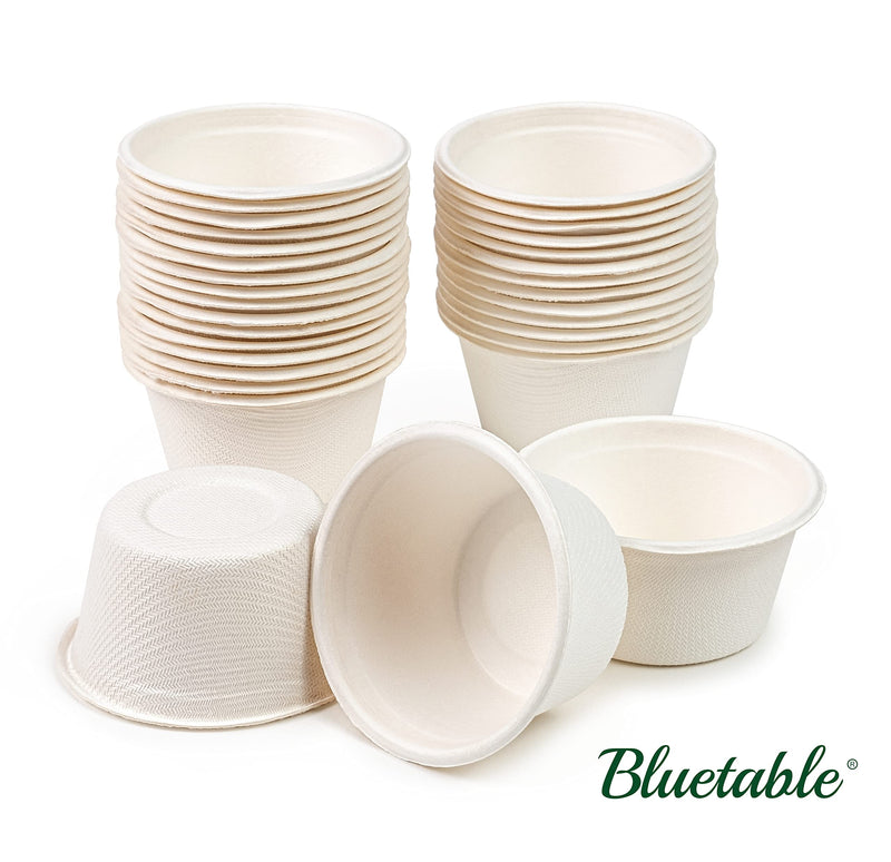 [Australia - AusPower] - 2 oz Jello Shot Cups Disposable 2oz Portion Cups [100 Pack] Compostable Condiment Container for Sauce Salad Dressing or Souffle Non – Plastic Portion Containers - Mini Paper Dipping Bowls - Small Tasting Cups Biodegradable Sample Cups [No Lids] 