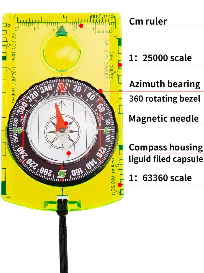 [Australia - AusPower] - Gejoy 6 Pieces Hiking Backpacking Compass Navigation Backpacking Compass Orienteering Hiking Compass Map Reading Compass for Boy Scout Kids Outdoor Camping Style 1 