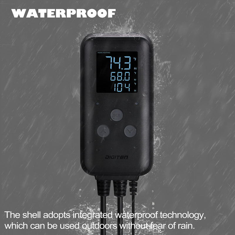 [Australia - AusPower] - DIGITEN Waterproof Temperature Controller DTC310 Digital Temperature Controller Aquarium Temperature Controller Greenhouse Thermostat for Heater 10A Outdoor Heat Mat Thermostat Controller for Seedling 10A Waterproof Temperature Controller 