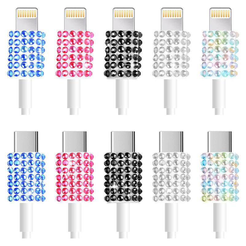 [Australia - AusPower] - Outus 10 Pieces Rhinestones Wall Charger Stickers Bling Handmade USB Charger Crystal Decorations Artificial Diamond Charger Sticker Compatible with iPhone iPad Plug Power Adapter DIY for Women 