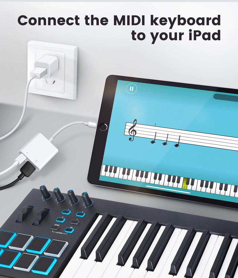 [Australia - AusPower] - USB Adapter for iPhone/iPad,Fubiaofei LᎥghtnᎥng to USB Female OTG Adpater,USB3 to iPad Adapter with Charging Port,Supports FlashDrives,MIDI,SD Card Reader and Mouse,Plug&Play 