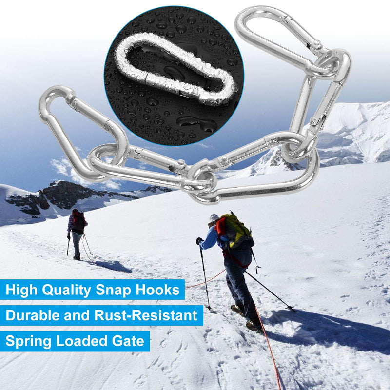 [Australia - AusPower] - 100 Pack Spring Snap Hook, Carabiner Clip Galvanized Steel, Silver Quick Link Clip Keychain for Camping, Hiking, Outdoor and Gym, Small M5 Carabiners for Dog Leash & Harness 