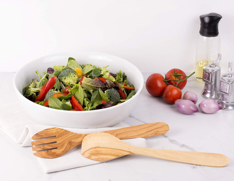 [Australia - AusPower] - Eddington 50012 Italian Olive Wood Salad Server, Handcrafted in Europe, 2-Piece Set, 13-Inches Salad Server Set 