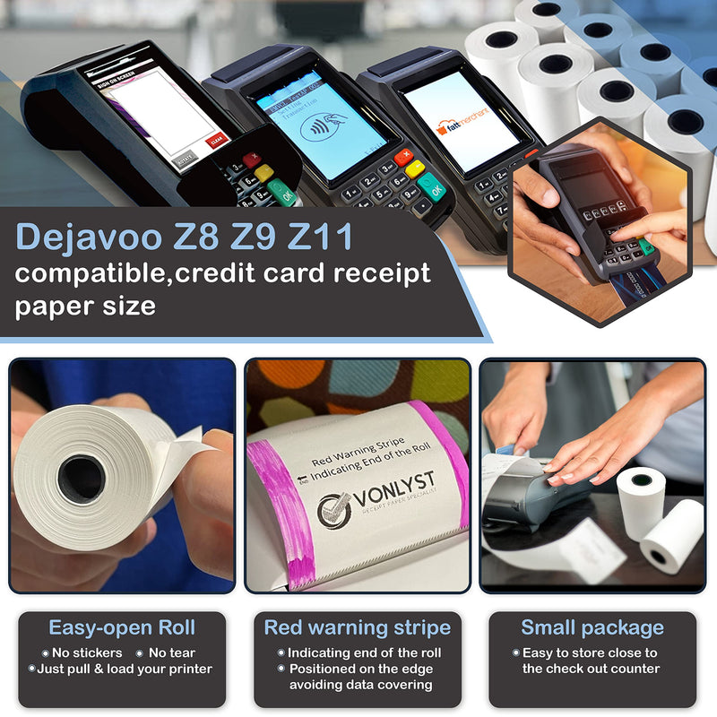 [Australia - AusPower] - Vonlyst Credit Card Machine Paper Roll for Dejavoo Z8 Z9 Z11 (10 rolls) 10 rolls 