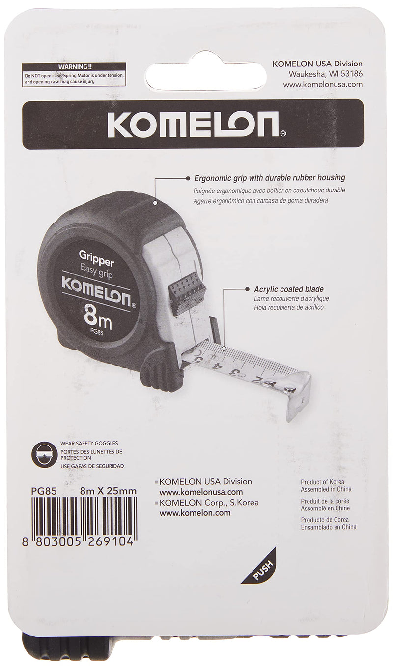 [Australia - AusPower] - Komelon PG85 8m by 25mm Metric Gripper Tape, Black 