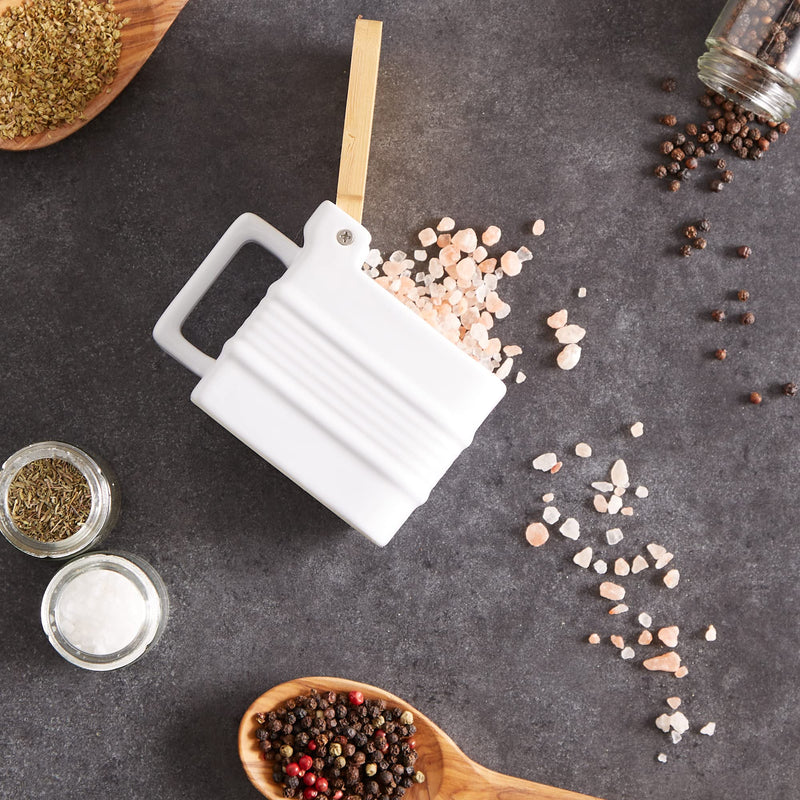 [Australia - AusPower] - RSVP International White Stoneware Kitchen Collection, Salt Box, 4.5x3.25x3.5" 