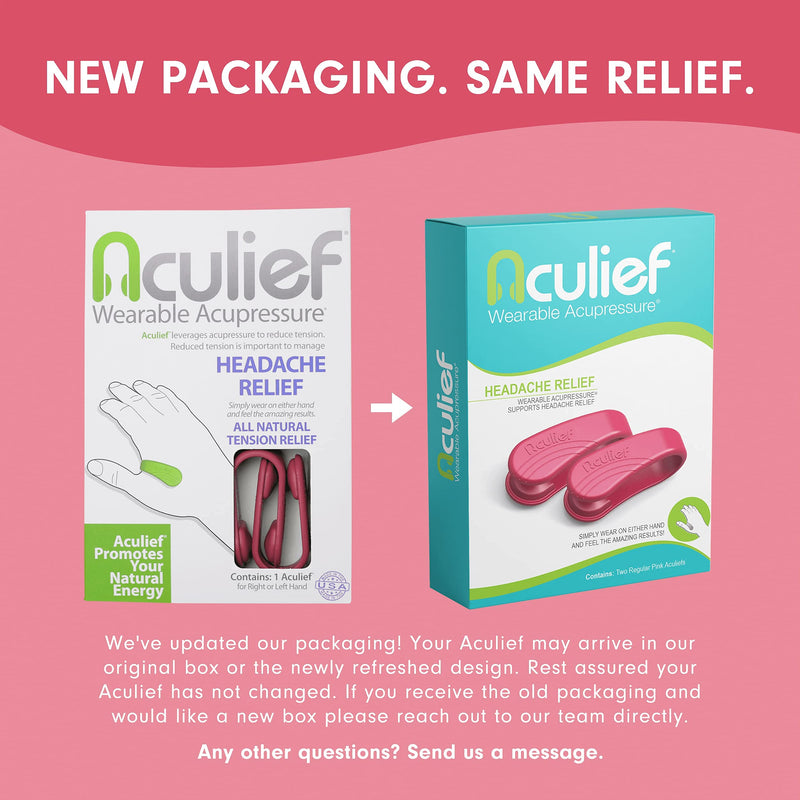 [Australia - AusPower] - Aculief - Award Winning Natural Headache, Migraine, Tension Relief Wearable – Supporting Acupressure Relaxation, Stress Alleviation, Tension Relief and Headache Relief - 2 Pack - (Pink, Regular) Pink Regular (Pack of 2) 