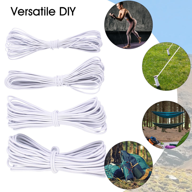 [Australia - AusPower] - 3/32 Inch White Bungee Cord (2mm), 40 Feet Heavy Duty Elastic Shock Cord Nylon Stretch String Bungee Rope for DIY Crafting Sewing, Tie Downs, Hair Ties (White, 3/32 inch x 40 ft) 2/32 inch x 40 ft 