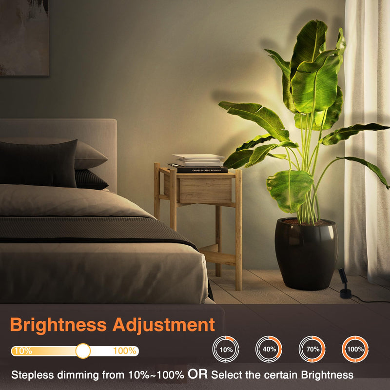 [Australia - AusPower] - URTOM LED Spot Lights Indoor 3W Up Lights Indoor with Timer and Remote 3000K/4000K/5000K Uplighting Indoor Spotlight 120V Dimmable Uplights Indoor Floor Light for Plant and Artwork, 2 Pack 