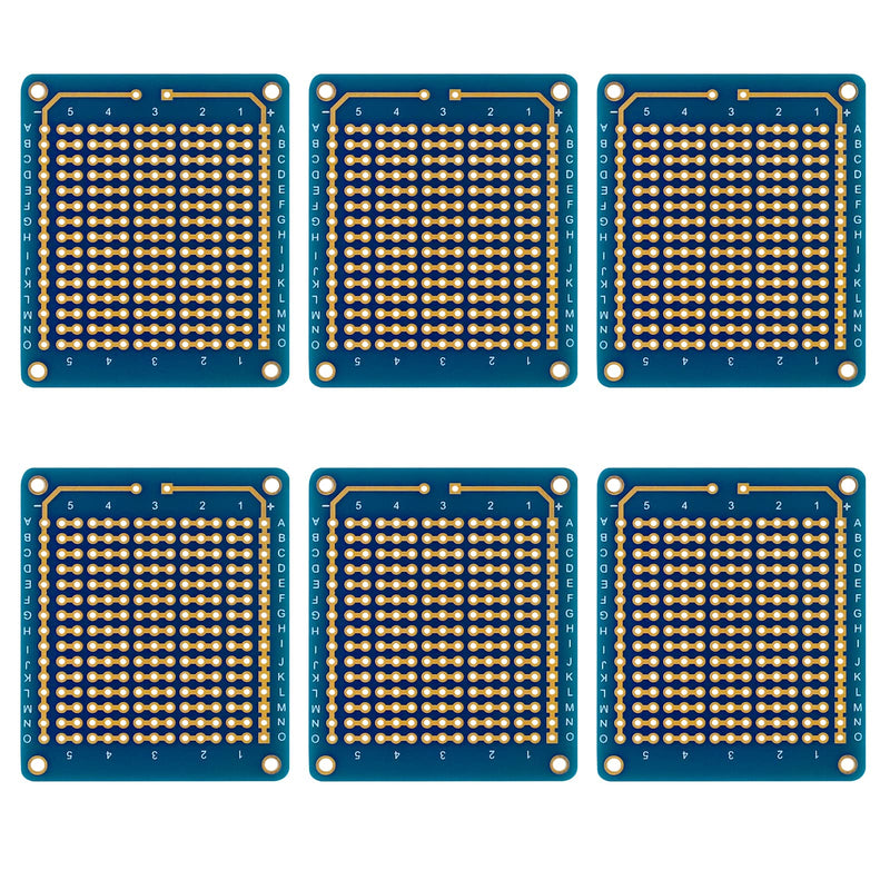 [Australia - AusPower] - QEBIDUM Mini Breadboard Solderable Protoboard for DIY Electronic, PCB Prototype Board Suit for Arduino Projects, Double Sided Perma-Proto Boards Gold-Plated Pad Easy to Solder (6 Blue Pack) 
