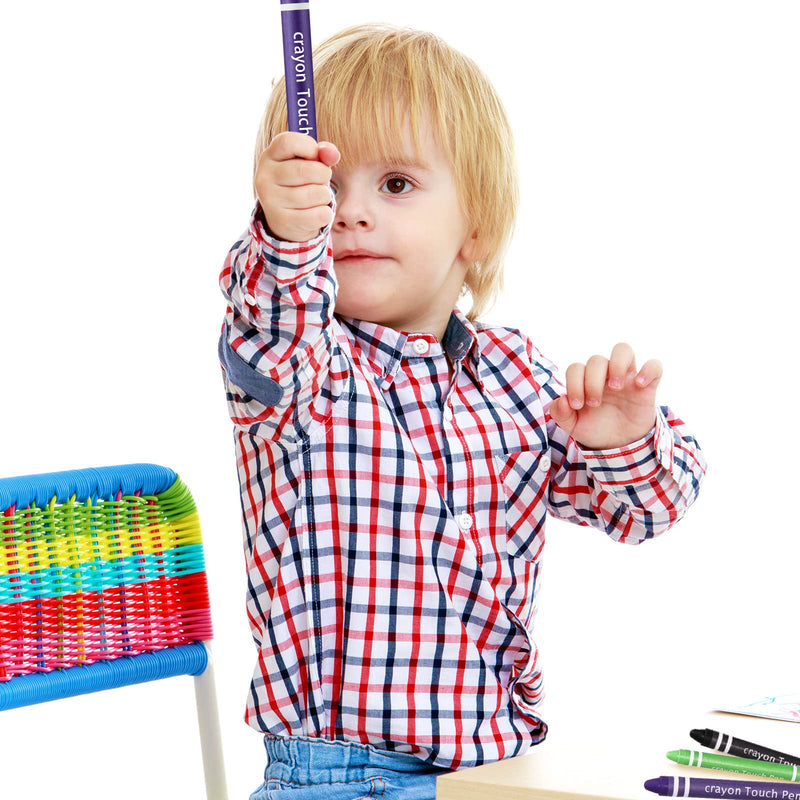 [Australia - AusPower] - 12 Pcs Kids Stylus Pen, Fun Crayon Stylus for Touchscreen Tablets, Kids Edition Tablet Crayon Stylus for Children, Compatible with Smartphones Phone Drawing Anti Scratch 