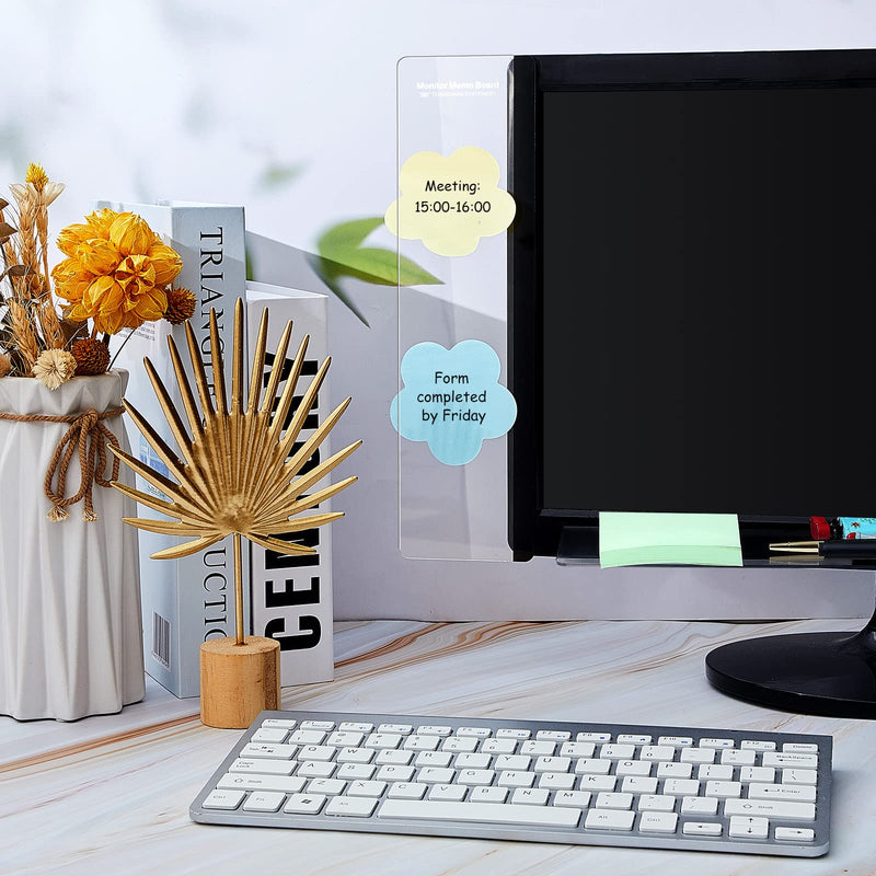 [Australia - AusPower] - 3 Pieces Message Board Multifunction Side Panel Memo Top Mount Acrylic Transparent Sticky Note Holder for Screen Cabinet, (Left and Right) 