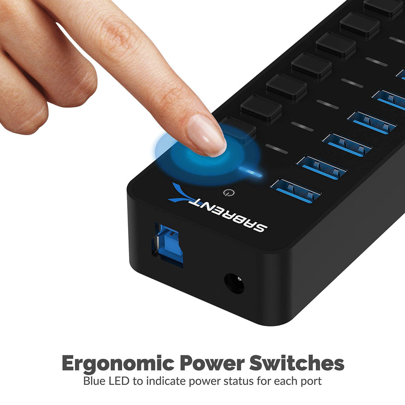 [Australia - AusPower] - Sabrent 60W 10-Port USB 3.0 Hub + Mini Travel 2.4GHz Wireless Mouse with Nano Receiver 