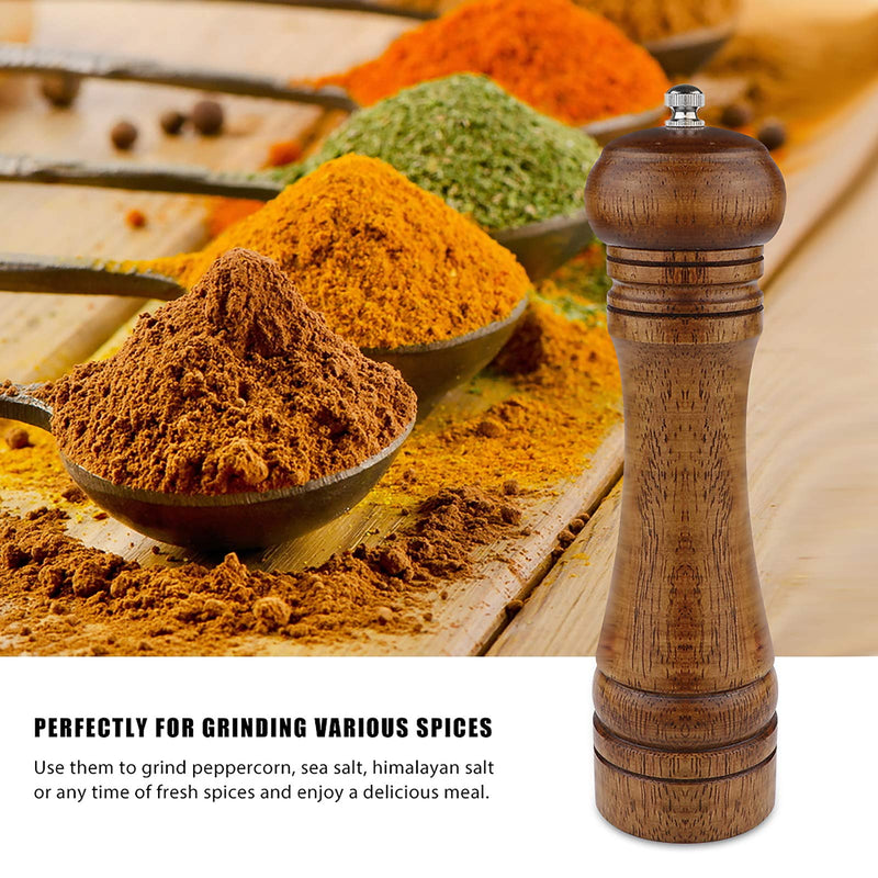 [Australia - AusPower] - Wood Salt and Pepper Mill, 8 INCH Salt Shakers with Adjustable Coarseness Salt and Pepper Grinder easy to use (1 Piece) 