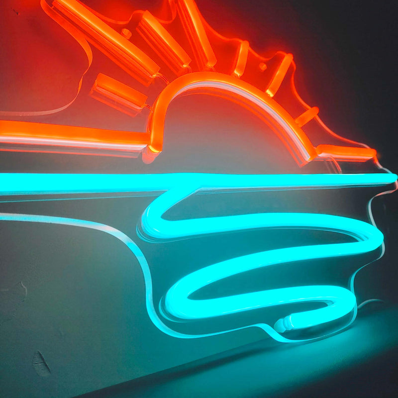 [Australia - AusPower] - Sunset Sunrise Neon Sign for Wall Decor LED Neon Light Sign for Beach Room Decor Aesthetic Accessory LED Wall Art Sun with Waves Sign 