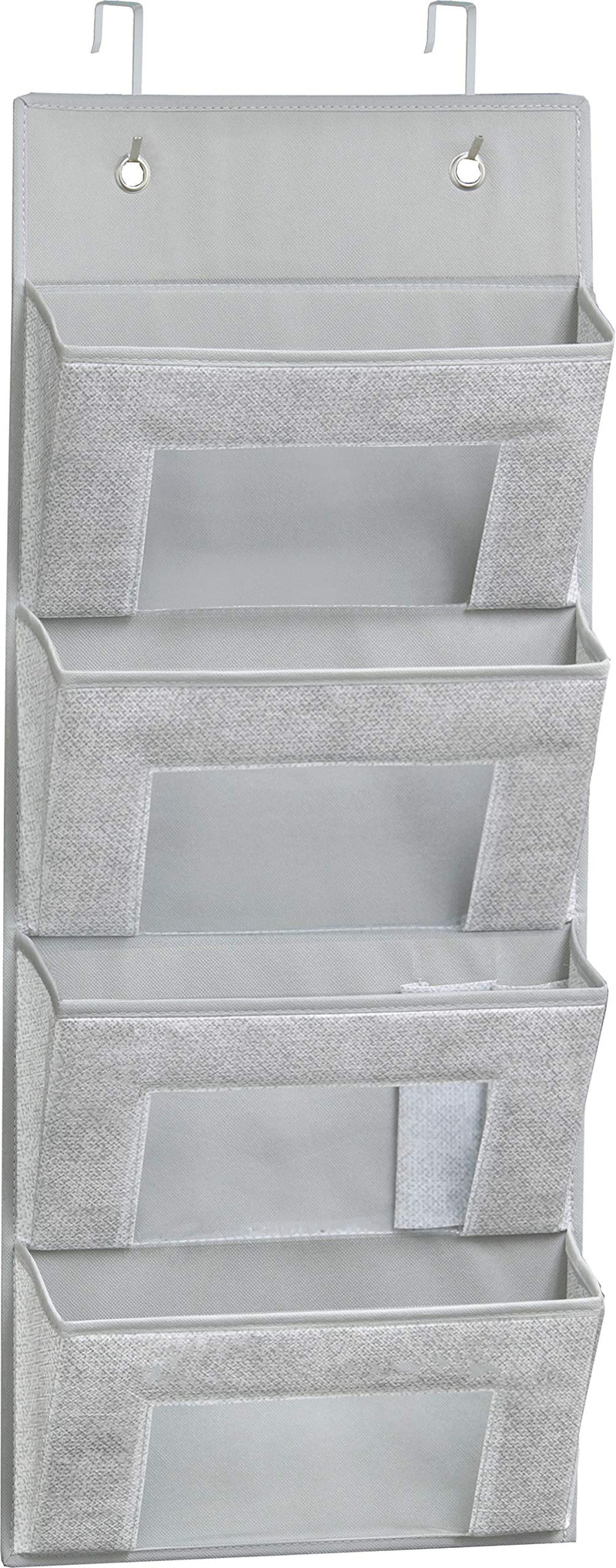 [Australia - AusPower] - Simple Houseware Over Door 4 Clear Window Pocket File Organizer, Grey 