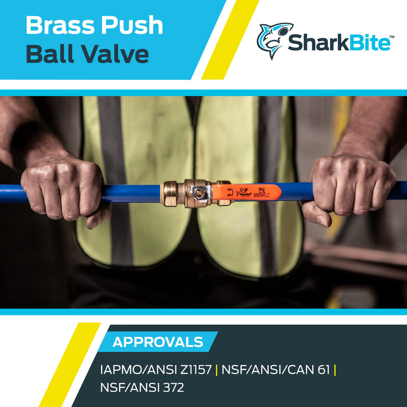 [Australia - AusPower] - SharkBite 3/4 Inch Ball Valve, Push to Connect Fitting, Water Shut Off, PEX Pipe, Copper, CPVC, PE-RT, HDPE, 22185-0000LFA 3/4 in. 