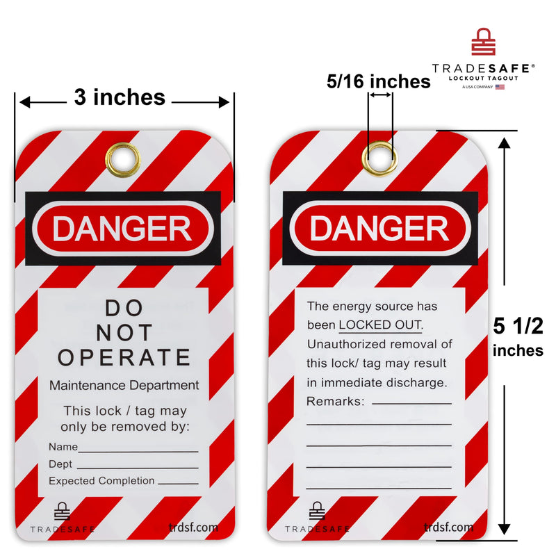 [Australia - AusPower] - TRADESAFE Lockout Tagout Tags - 30 Pack - Premium 15 mil Vinyl Plastic w/Zip Ties | Danger Do Not Operate Tags - Compliance Safety Tags for Lockout Tag Out, Out of Service, Electrical Equipment Repair 