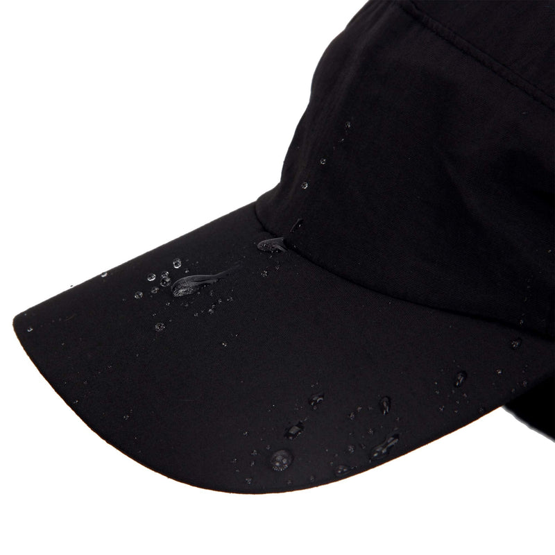 [Australia - AusPower] - Winter Baseball Earflap Cap with Detachable Windproof Strap Fleece Inside Cap Water Repellency Outdoor Cap Adult (Black) 