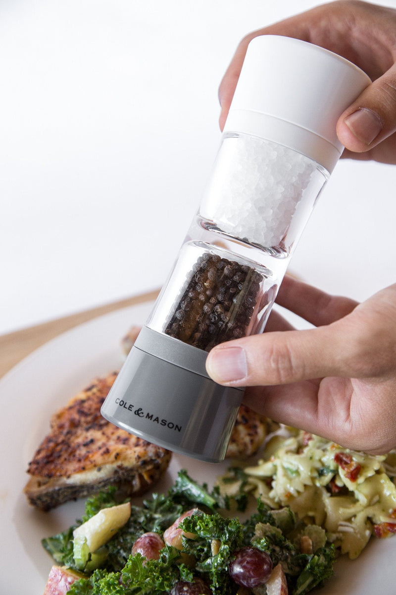 [Australia - AusPower] - Cole & Mason Lincoln Duo Salt and Pepper Grinder Combo, Acrylic Combination Mill Includes Premium Salt and Peppercorns 
