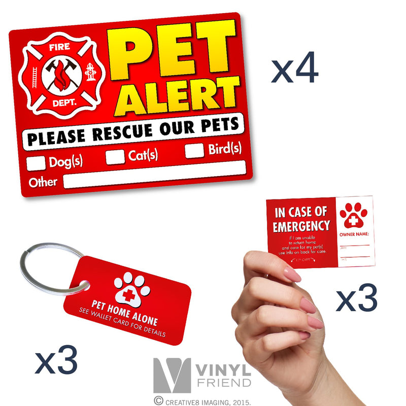 [Australia - AusPower] - Vinyl Friend Pet Alert Stickers- FIRE Safety Alert and Rescue (5 Pack) - Save Your Pets encase of Emergency or Danger Pets in Home for Windows, Doors Sign Small Disp 