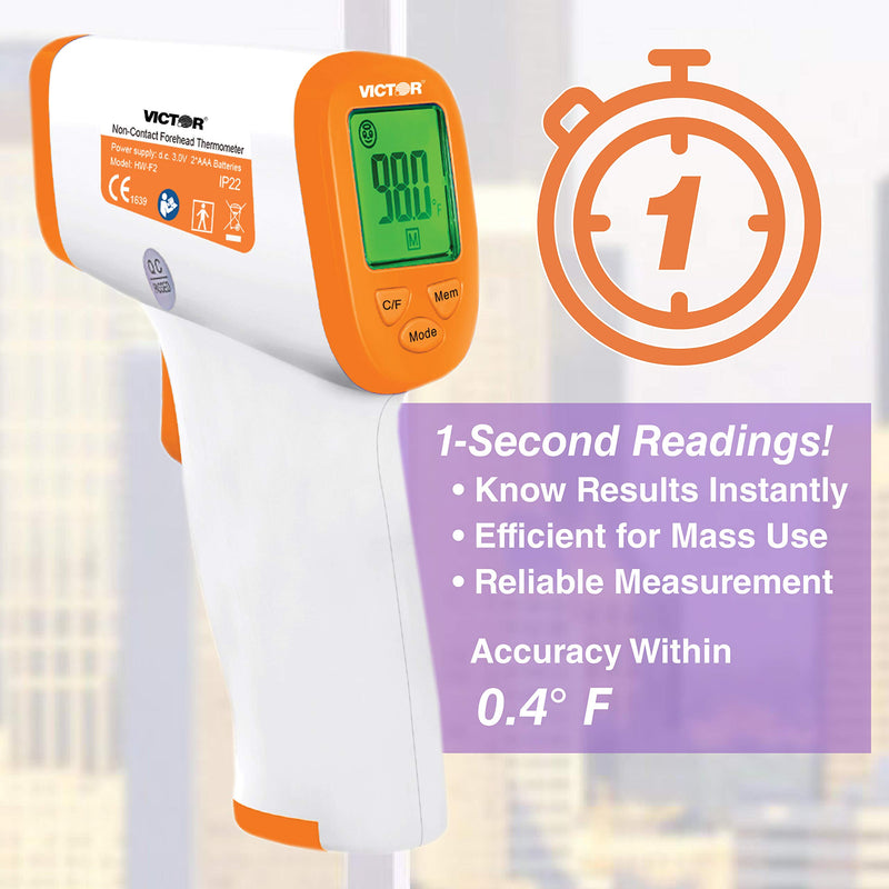 [Australia - AusPower] - Victor T9000 Non-Contact Digital Infrared Forehead and Wrist Thermometer, for Adults and Kids, White/Orange 