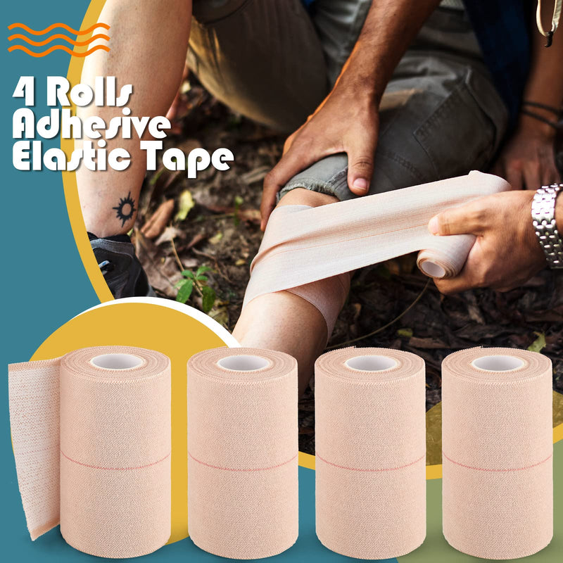 [Australia - AusPower] - 4 Rolls Elastic Tape Adhesive Elastic Tape Self Adhesive Bandage Wrap Flexible Stretch Bandages for Sports Ankle, Knee and Wrist Sprains Animal Pets, 5 Yard (3 Inch in Width) 3 Inch in Width 