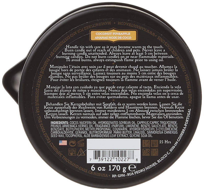 [Australia - AusPower] - Kama Sutra Massage Candle Lubricant, Coconut Pineapple, 6 Fluid Ounce 