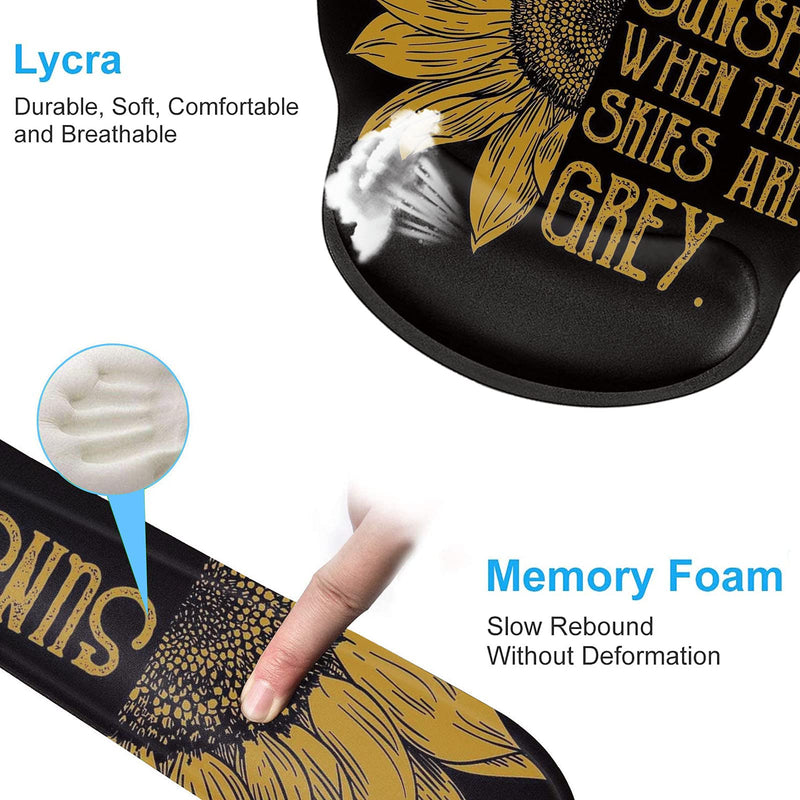 [Australia - AusPower] - Keyboard Wrist Rest and Mouse Pad Wrist Support Set with Coffee Coaster, Non-Slip PU Base for Gaming and Office, Comfortable & Lightweight for Easy Typing & Pain Relief,Sunflower Sunflower 