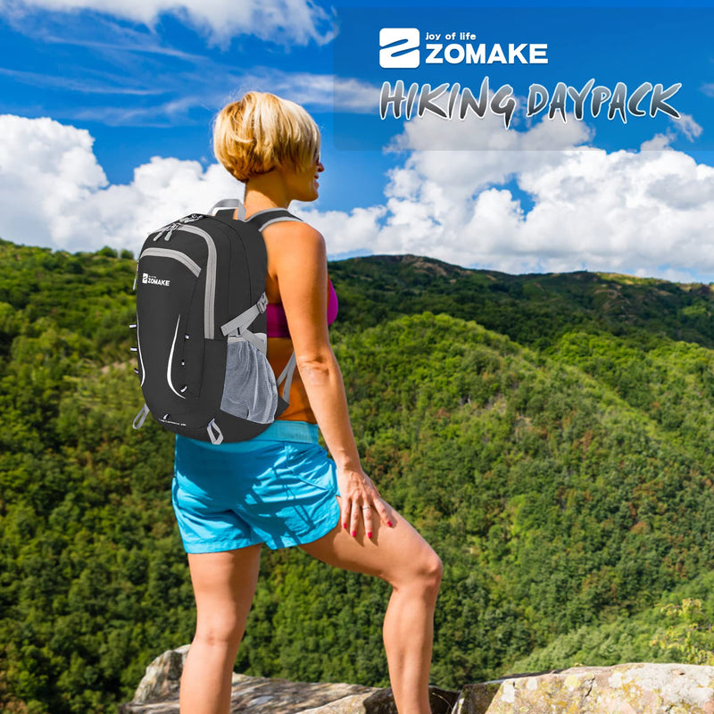 [Australia - AusPower] - Packable Hiking Backpack Water Resistant,40L Lightweight Daypack Foldable Backpack for Travel,By Zomake Black 